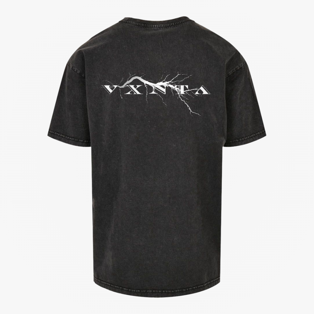VXNTA Acid Washed Oversized Pulse Lightning T-shirt