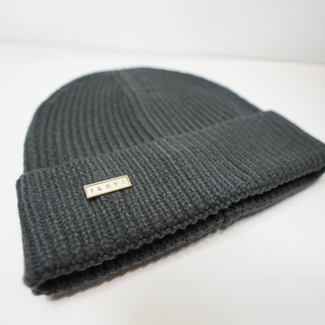 VXNTA Gold Logo Knit Ribbed Beanie