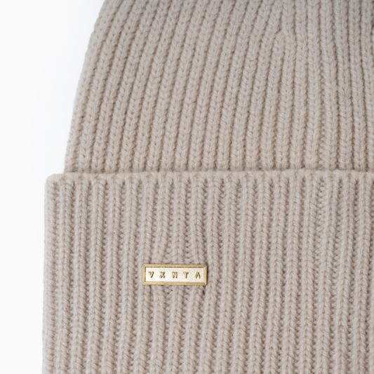 VXNTA Gold Logo Beanie - Cream